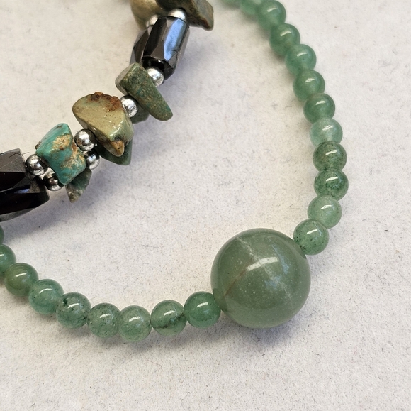 SET!  Aventurine Necklace with Spiral Wire Wrap Gemstone Bracelet  SET! - Picture 13 of 15